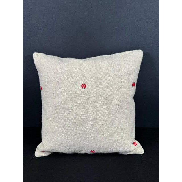 Turkish Hemp Pillow Cushion Natural Beige Red Cushion Cover 20x20 For Sale - Image 4 of 4