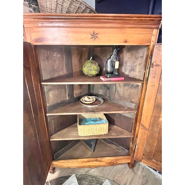 Wood 19th Century Antique French Oak Corner Cabinet For Sale - Image 7 of 8