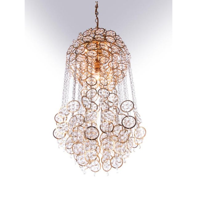 Hollywood Regency Cascading 28 Chandelier Swarovski Crystal and Gilt Brass by Kurt Faustig, Munich, 1970s For Sale - Image 3 of 14