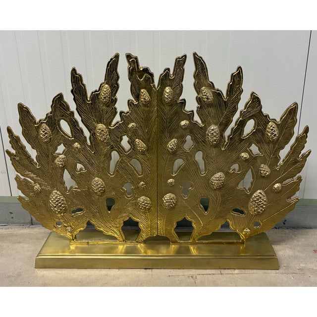 American Williams Sonoma Brass Winter Forest Fireplace Screen For Sale - Image 3 of 6