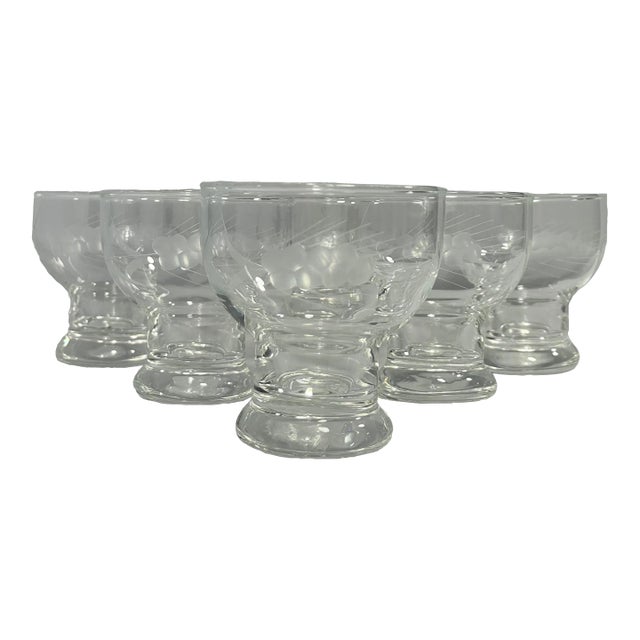 Vintage 1950s Javit Etched Wheat Juice Glasses- Set of 6 For Sale