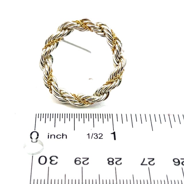 Tiffany and Co. 1990s Tiffany & Co Estate Circle Wreath Brooch 18k G + Silver For Sale - Image 4 of 12