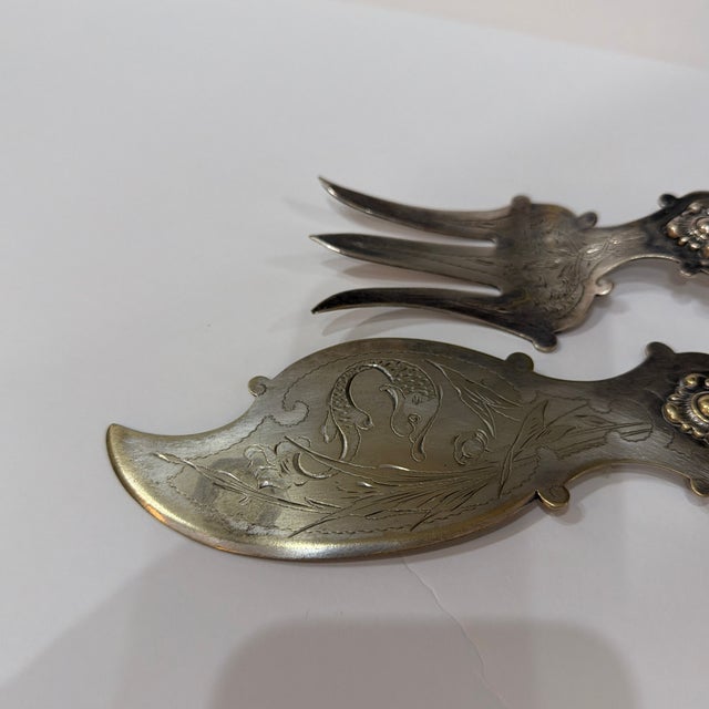 Antique Set Silver Plated Serving Fish - 2 pcs For Sale - Image 4 of 9