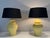 This beautiful and elegant pair of baluster table lamps is made of yellow ceramic. It is a French work. Circa 1970