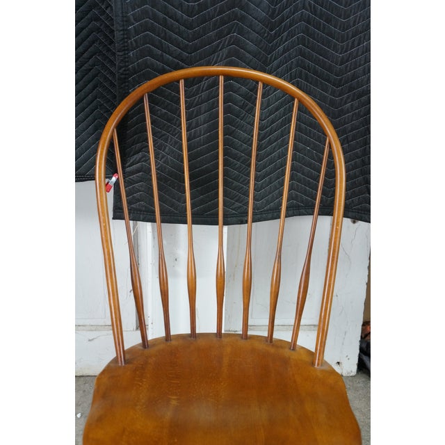 6 Vintage Kli Logatec Slovenia Windsor Style Solid Maple Bow Back Dining Chairs For Sale - Image 4 of 18