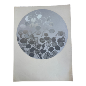 1970s Circular Metallic Silver Dollar Eucalyptus Silkscreen Print