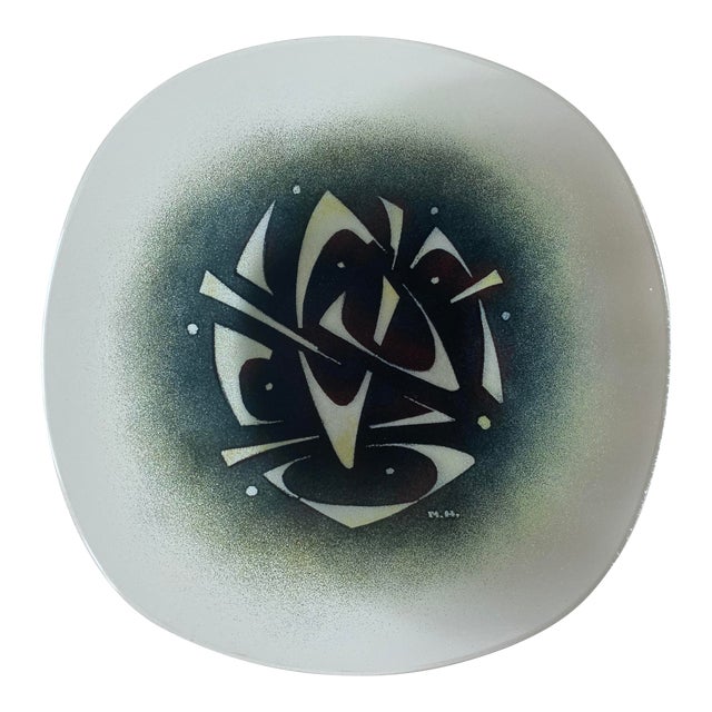 Mid-Century Maurice Heaton Boomerang Motif Art Glass Plate For Sale