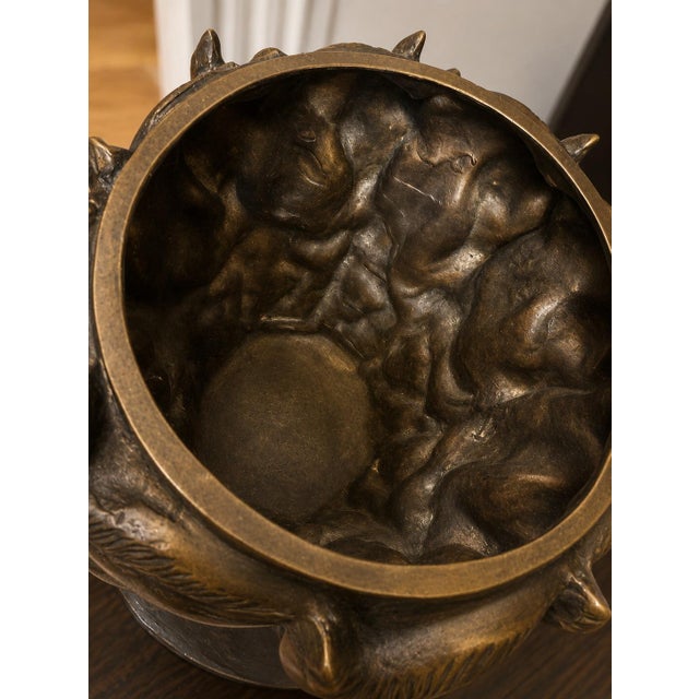 Bronze Eight Prancing Horse Vase Sculpture in the Style of Auguste Moreau, Art Nouveau Equestrian Vessel For Sale In Chicago - Image 6 of 7