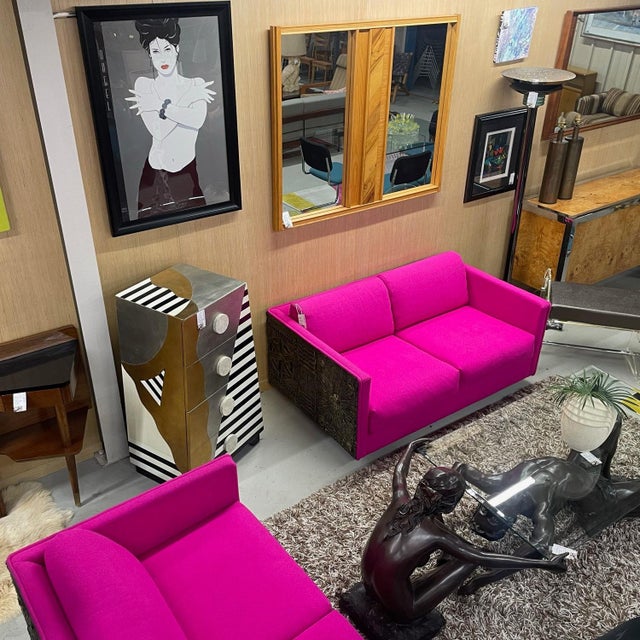 Adrian Pearsall Craft Associates Pink Paul Evans Style Brutalist Loveseat Sofa For Sale - Image 11 of 16