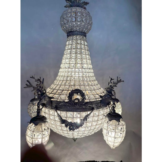 1980s French Louis XVI Charcoal Bronze Chandeliers - Pair For Sale - Image 10 of 18