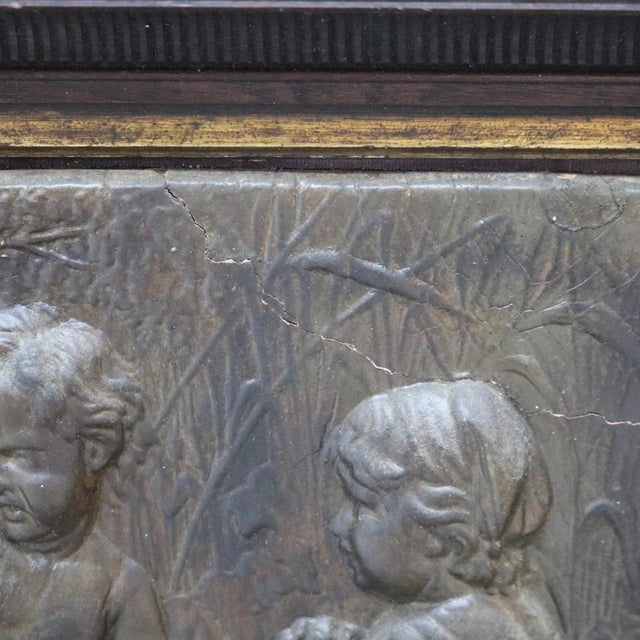 Antique Victorian Classical Bronzed High Relief Plaque with Genre Scene, Circa 1890 For Sale - Image 6 of 7