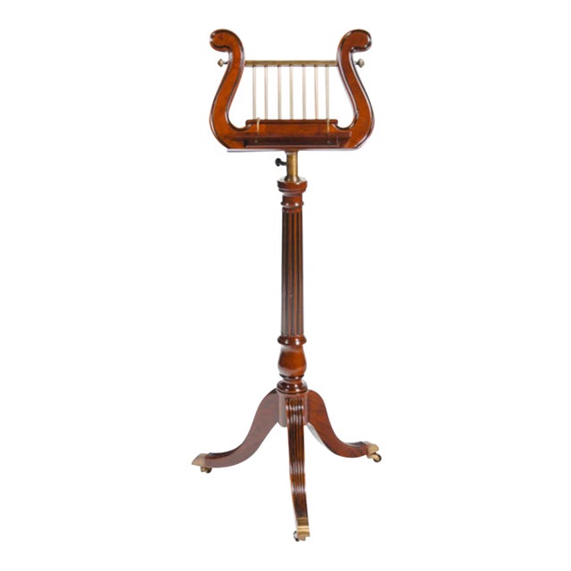 Mahogany and Brass Harp Music Stand Chairish