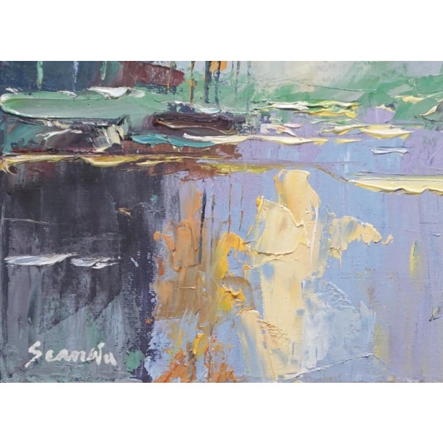 Original Oil Landscape, Fall Colors by the Lake For Sale - Image 4 of 5