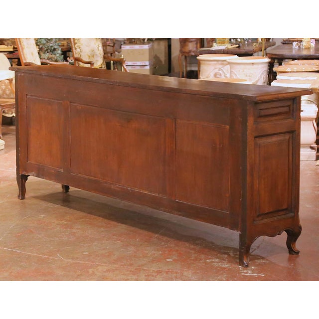 Mid-Century French Louis XV Carved Oak Four-Door Enfilade Buffet With Drawers For Sale - Image 13 of 15