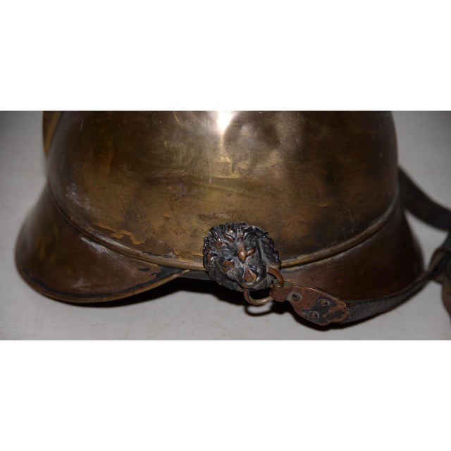 Late 19th Century 19th Century Brass French Fire Bridage Helmet C.1890s For Sale - Image 5 of 9