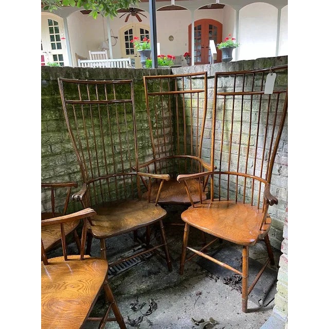 Coffee Baker Furniture Tall Windsor Chairs 1980s - Set of 5 For Sale - Image 8 of 10