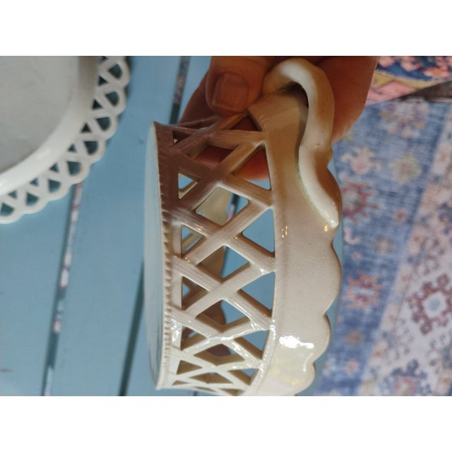 Mid 18th Century Mid 18th Century Georgian Cream Ware Reticulated Basket With Underdish For Sale - Image 5 of 10