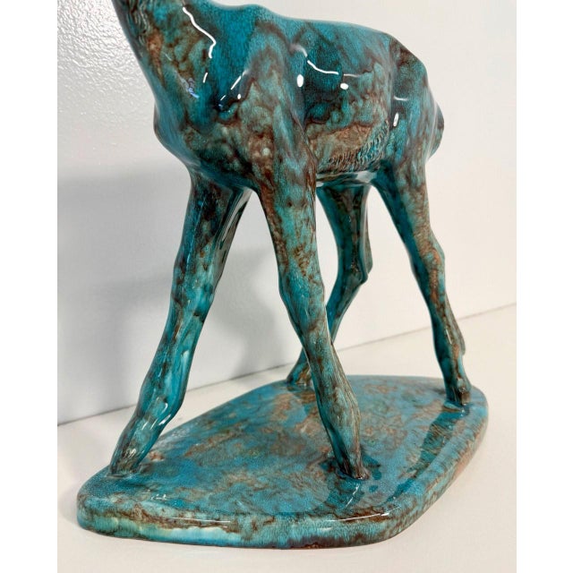 1960s Mid-Century Italian Turquoise Glazed Ceramic Fawn by Magri, 1960s For Sale - Image 5 of 8