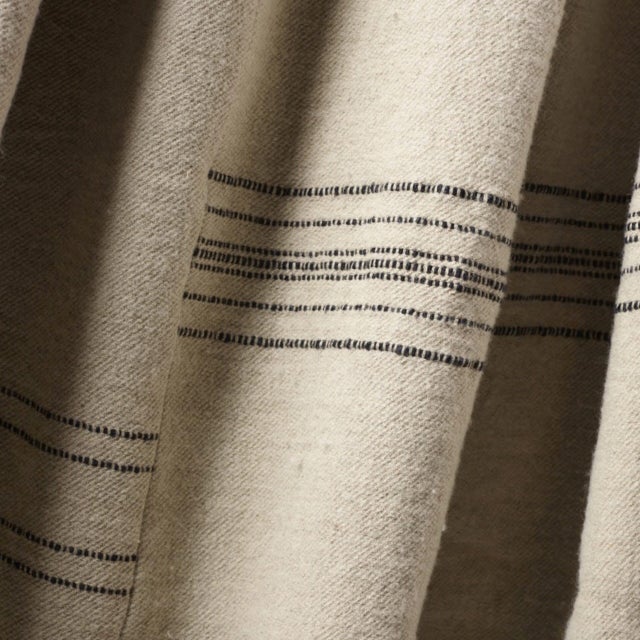 Belgian Linen and Wool Throw Natural With Black Stripes For Sale In Los Angeles - Image 6 of 11