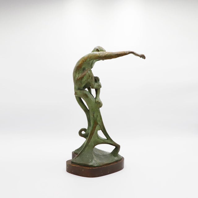 Early 20th Century Art Nouveau Monkey Sculpture made in solid brass signed LIF For Sale - Image 6 of 18