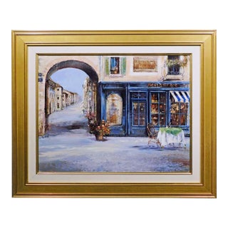 Sabrina R. DePatran "Restaurant" French City Scene Original Oil Painting For Sale