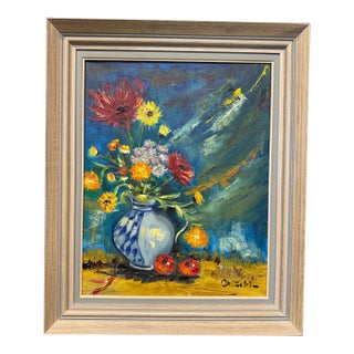 Still Life Oil Painting "Flower Vase" Original Art For Sale