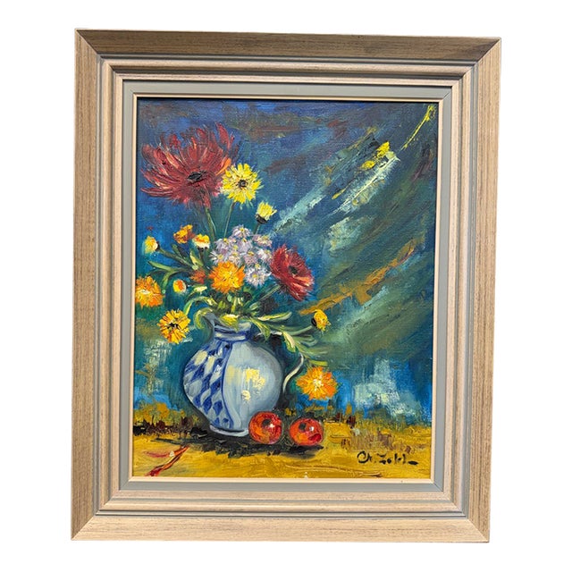 Still Life Oil Painting "Flower Vase" Original Art For Sale