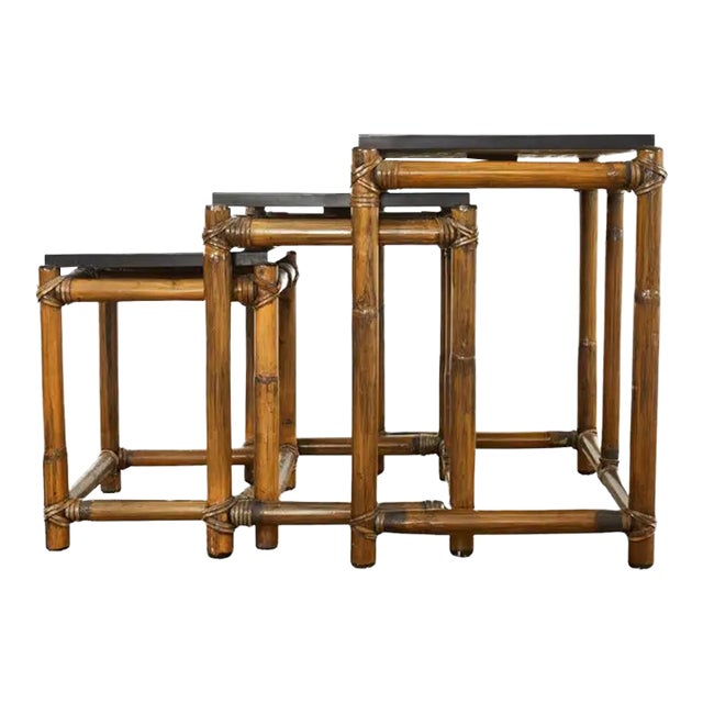 McGuire Organic Modern Rattan Nesting Drink Tables Chairish
