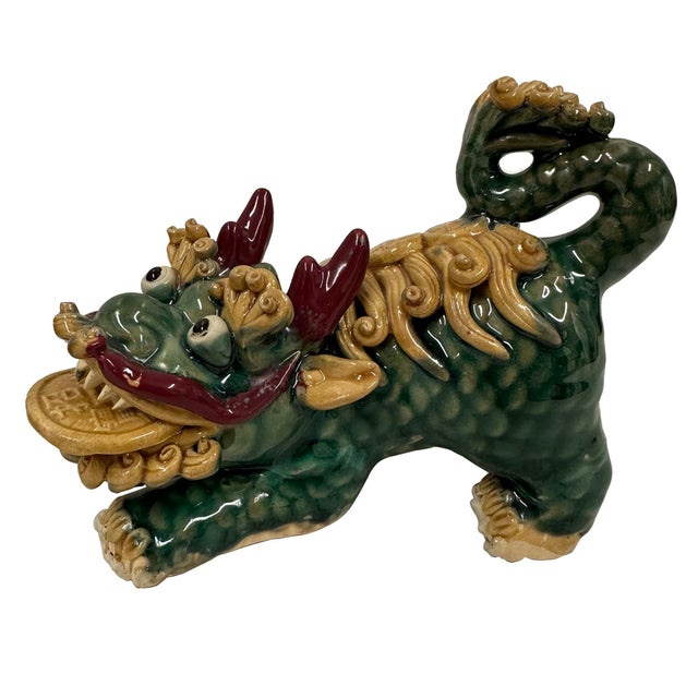 Mid 20th Century a Pair of Chinese Feng Shui Prosperity Statues, Foo Dogs. For Sale - Image 12 of 13