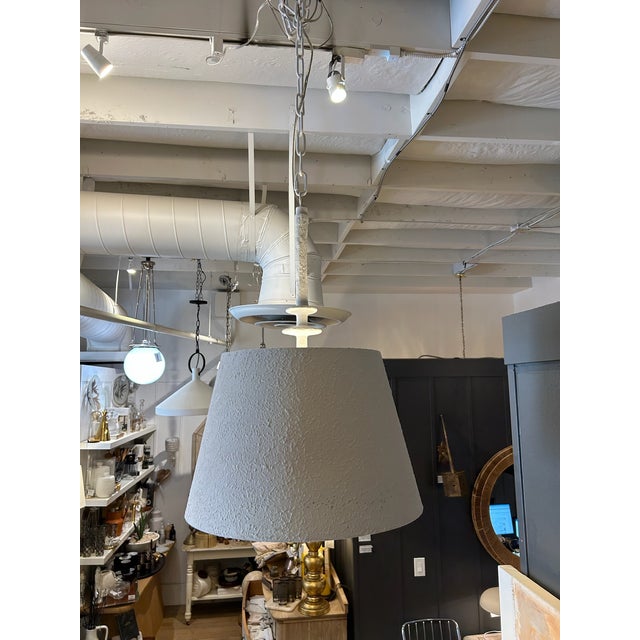 Metal Shade With White Plaster Finish For Sale - Image 4 of 11