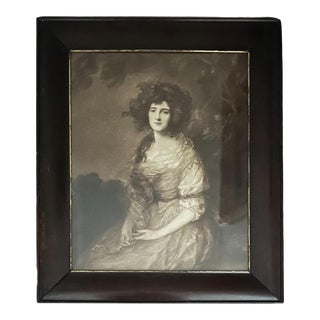 Late 18th Century Mezzotint, Portrait Painting of a Lady, in Original Frame For Sale