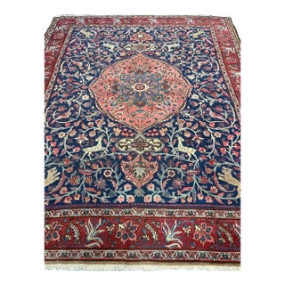 The Chase Arabesque Hunting Scene Antique Persian Tabriz Rug ~ 9 X 10.9 For Sale