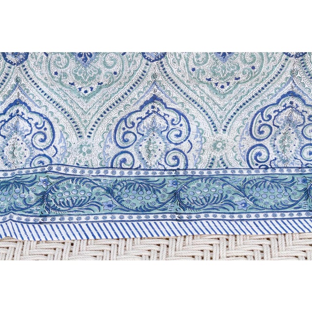 Palace Scroll, Hand Blockprint Cotton Coverlet For Sale - Image 4 of 6