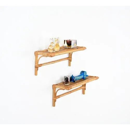 French Riviera Shelves in Rattan and Wicker, 1970s, Set of 2 For Sale - Image 12 of 13