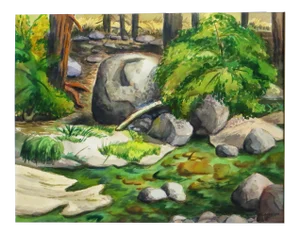 Arnold A. Grossman, Arnold Grossman Watercolor of Wawona River, Yosemite National Park, 1984