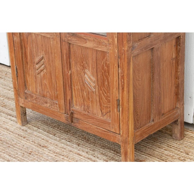 19th Century Vintage Teak Glass Kitchen Cabinet For Sale - Image 5 of 10