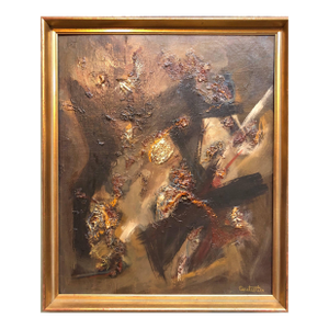 Rene CouturierFrench Gestural Abstract Expressionist Textured Oil Painting, c.1970