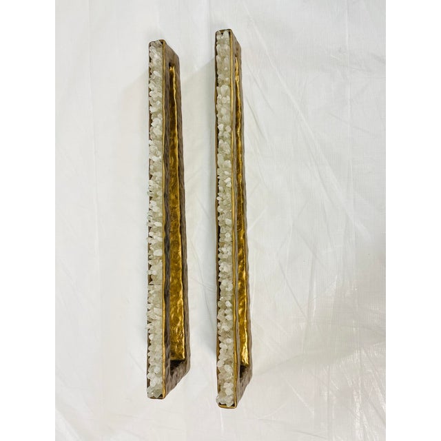 Hollywood Regency Pair of “São Paulo” Bronzed Quartz Wall Sconces by House of Aura For Sale - Image 3 of 18