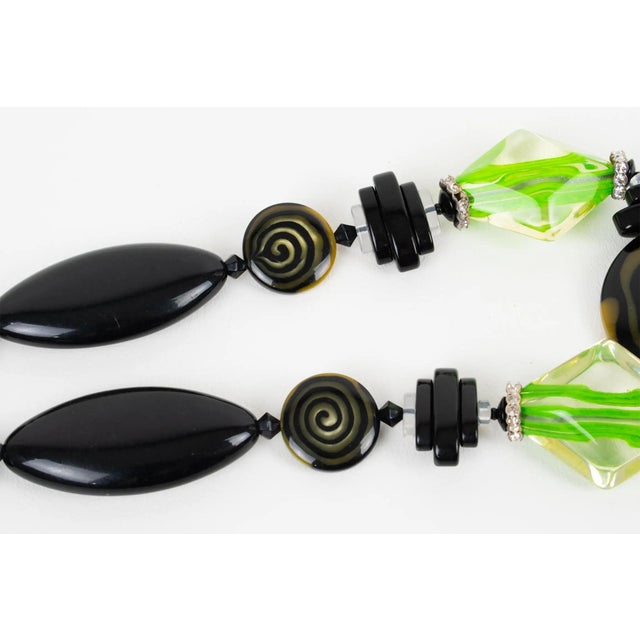 Angela Caputi Black and Green Resin Beaded Choker Necklace For Sale - Image 10 of 10