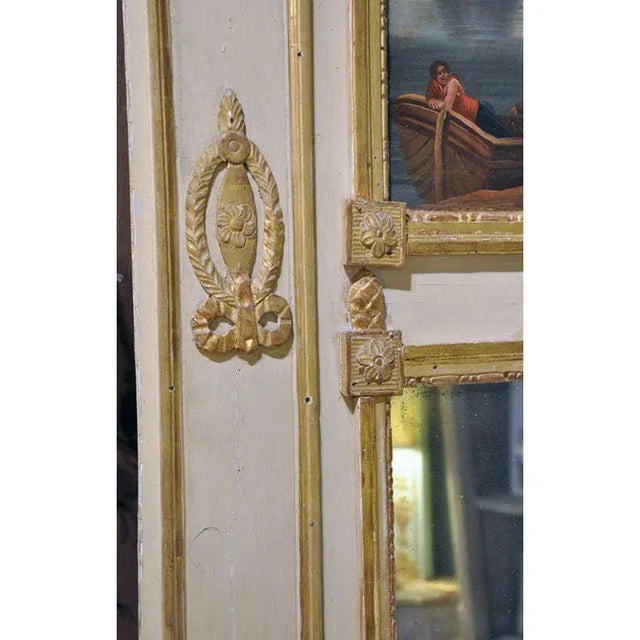 Sky Blue 18th Century French Louis XVI Painted Giltwood Trumeau Mirror From Versailles For Sale - Image 8 of 10
