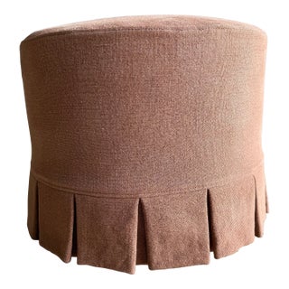 Bailey Havane Slip Covered Ottoman With Pleated Skirt For Sale