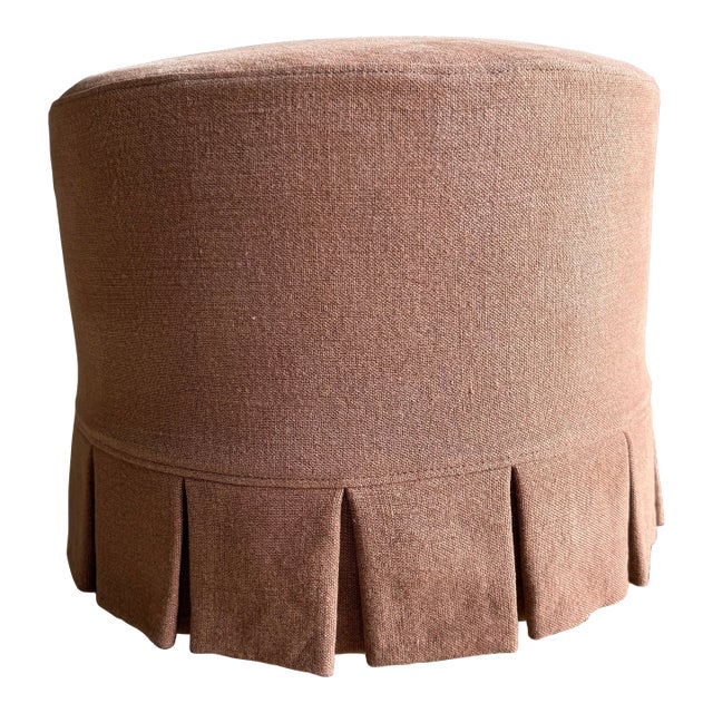 Bailey Havane Slip Covered Ottoman With Pleated Skirt For Sale