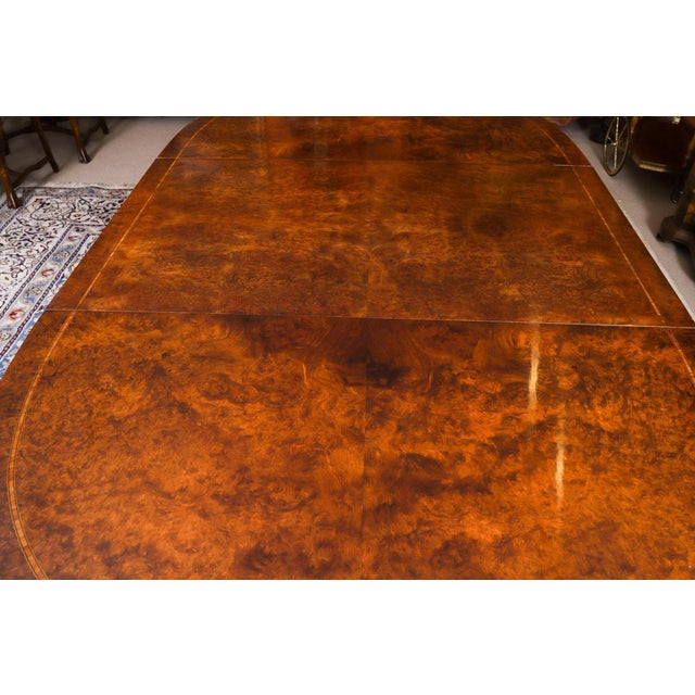 Vintage French Empire Revival Burr Walnut Dining Table and Chairs, 20th Century, Set of 7 For Sale - Image 11 of 18