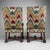 Wood Antique Armchairs in Walnut with Ikat Pattern, Late 19th Century, Set of 2 For Sale - Image 7 of 18