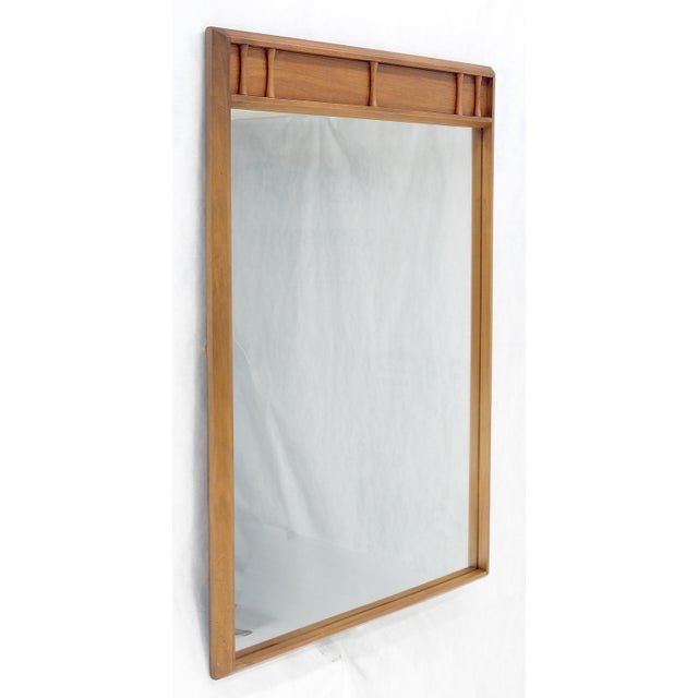 Mid-Century Modern American Mid Century Modern Light Walnut Rectangle Wall Mirror For Sale - Image 3 of 8