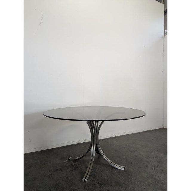 1970s Space Age Table with Smoked Glass Top and Chrome Base, 1970s For Sale - Image 5 of 10