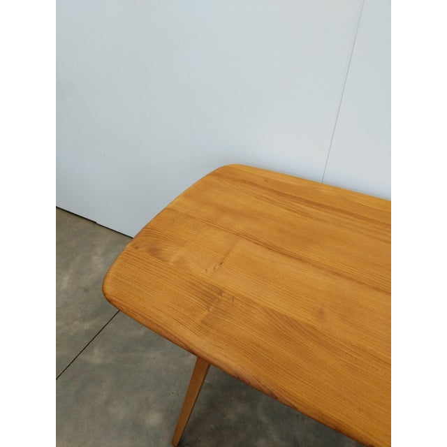 Mid-Century Modern Vintage Attributed to Ercol Plank Dining Table For Sale - Image 3 of 8