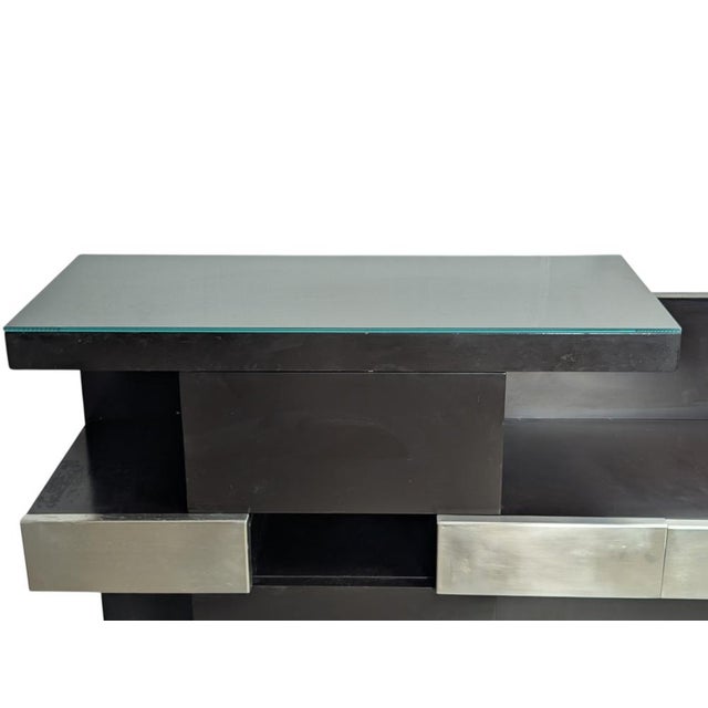Console Table in Lacquered Wood and Glass, Italy, 1980s For Sale - Image 4 of 13