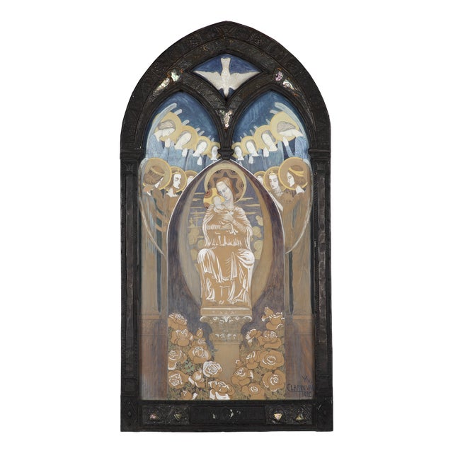 Yvonne Clarinval, Vierge à l'Enfant et Saints, 1910, Mixed Media, Framed For Sale
