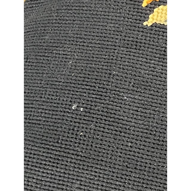 Set of 4 Vintage Petit Point Floral Needlepoint Pillows With Gold Fringe Trim For Sale - Image 9 of 12